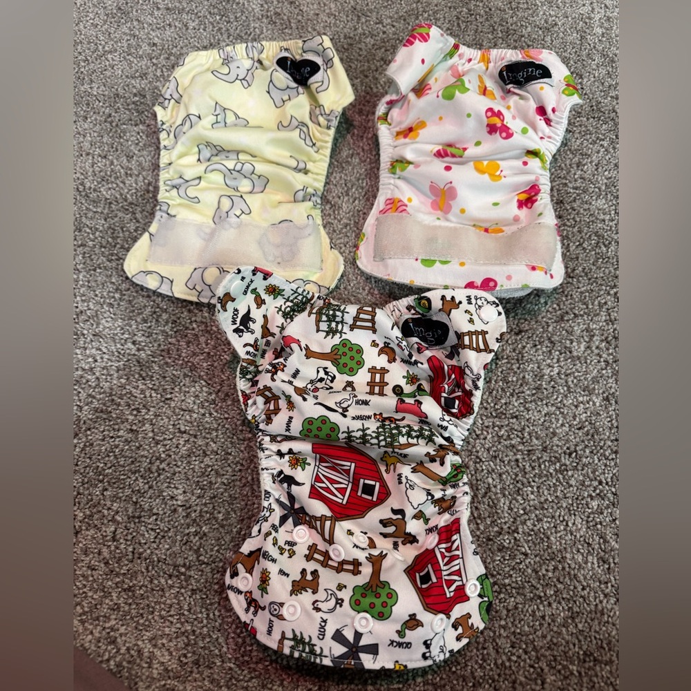 Imagine Baby All in One Newborn Cloth Diapers Lot of 3 - Newborn size